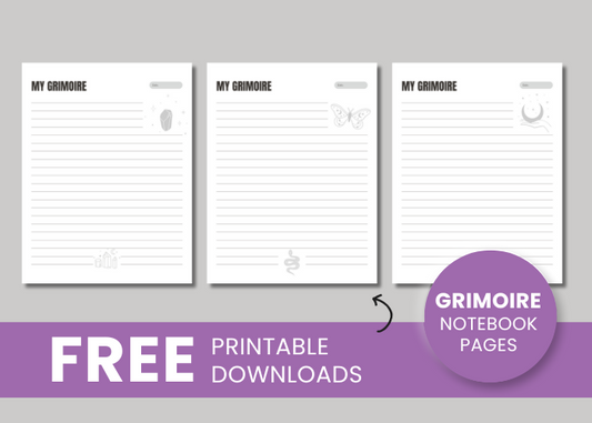 Free Printable Download: Grimoire Notebook Pages in 3 styles!