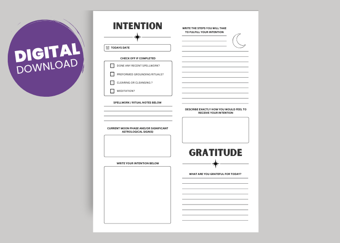 Intention / Gratitude Printable