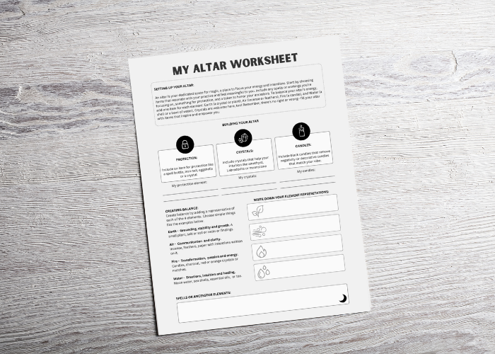 Witchy Printable Altar Worksheet to Build Your Magical Space