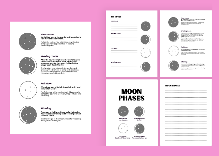 Witchy Printable Moon Phases Grimoire Pages