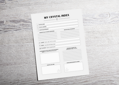 Witchy Printable Crystal Index Sheet