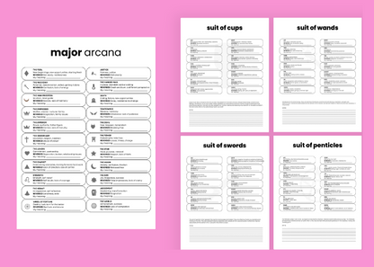 Witchy Printable Tarot Cheat Sheets for Tarot Readers