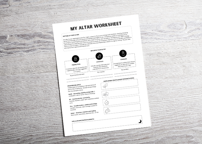 Witchy Printable Altar Worksheet to Build Your Magical Space