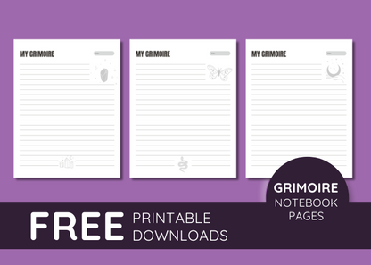 Free Download Grimoire Notebook Pages in 3 styles!