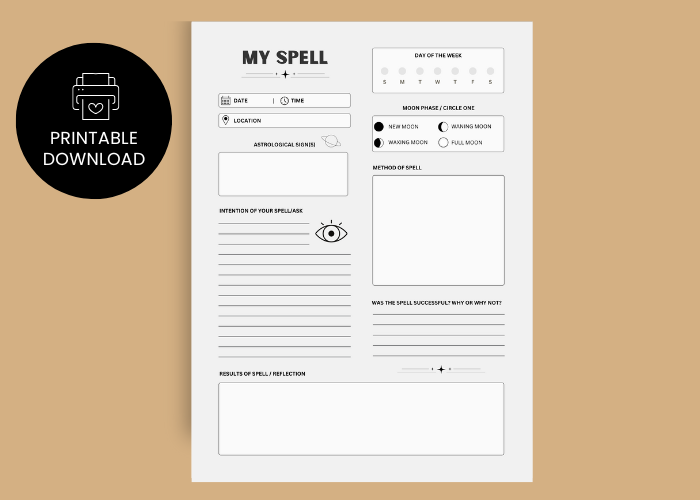 Witchy Printable Spell Tracker