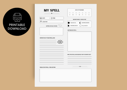 Witchy Printable Spell Tracker